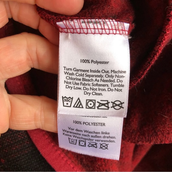 Eddie Bauer red black buffalo check plaid full zip jacket Large EUC - Picture 7 of 11